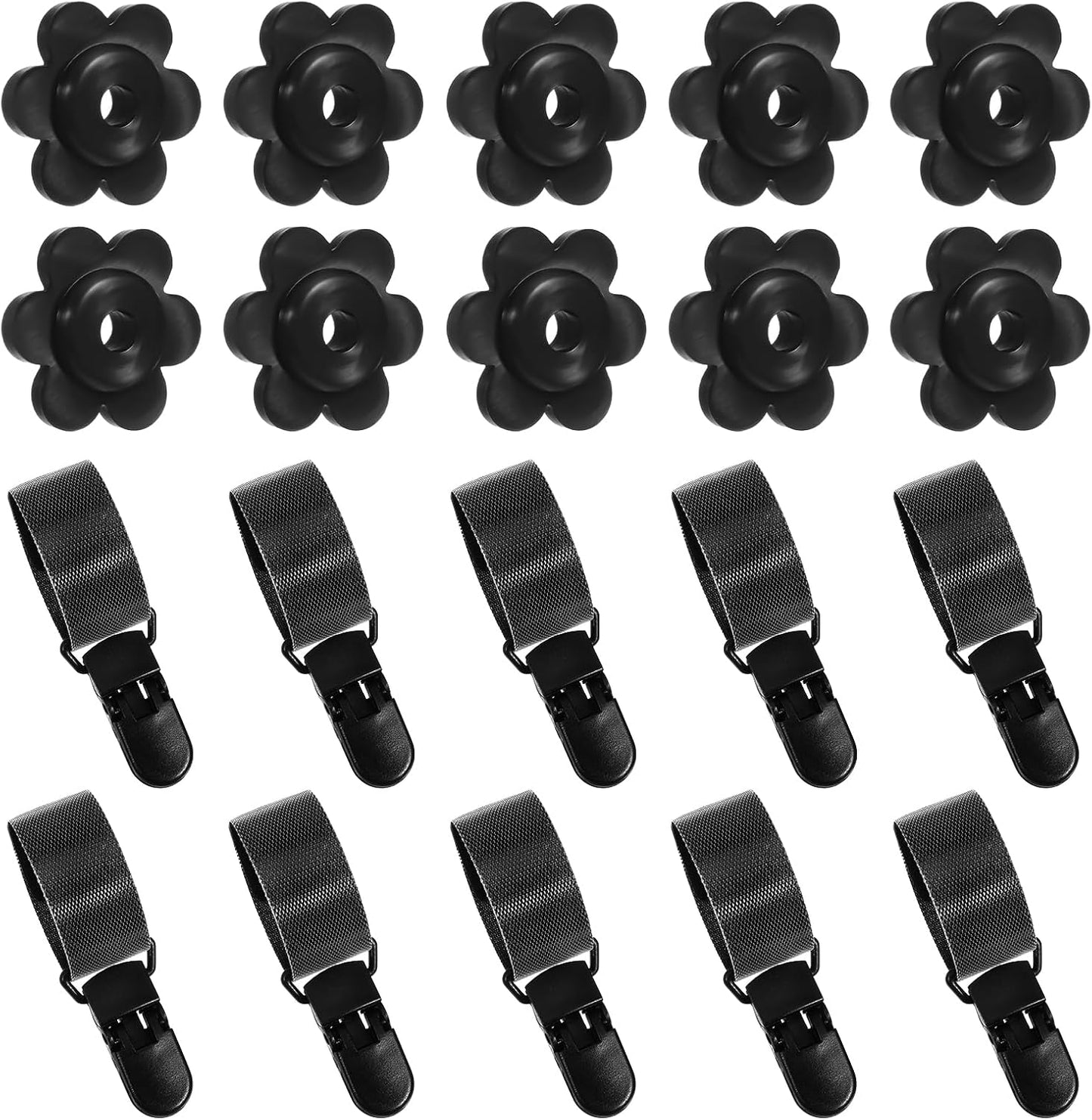 20 Pzas Clips Anti Viento para Bandera Jardín con Tapones de Goma