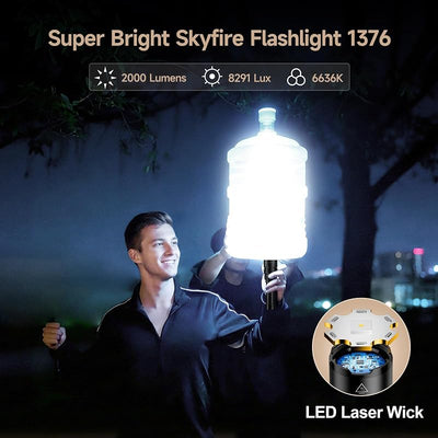 Linterna táctica LED 2000lm 5 modos recargable impermeable negro