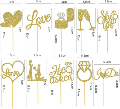 60 Pzas Adornos Cupcakes Frase Yes Diamante Purpurina Dorado
