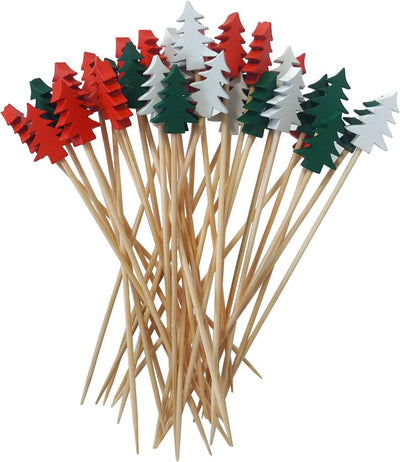 100 Pzas Palillos Bambú Brochetas Aperitivos Navidad