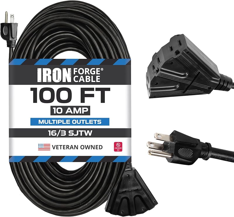 Cable extensión hierro forjado 100ft 3 salidas con luz