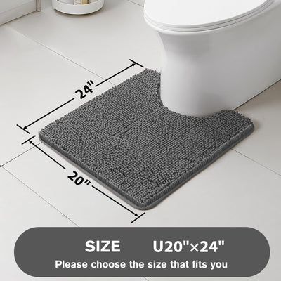 Alfombra baño forma U gris oscuro antideslizante 20x24pulg