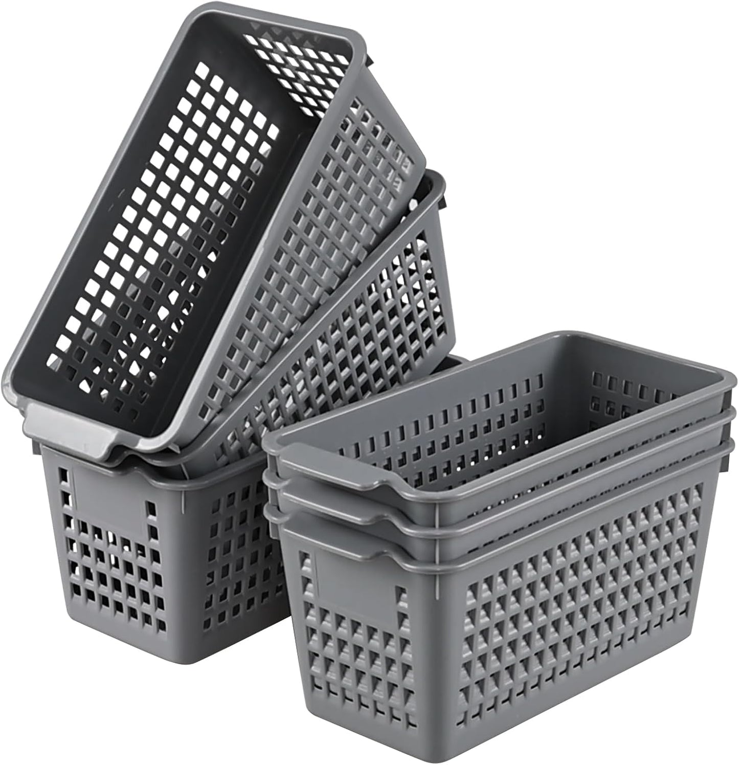 6 Cestas Plástico Organizadoras Color Gris