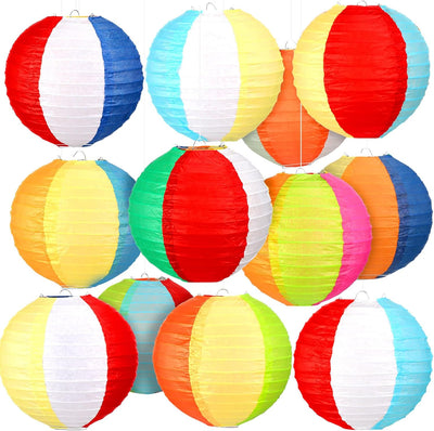 12 Linternas papel bola playa 8pulg decoración fiesta Luau