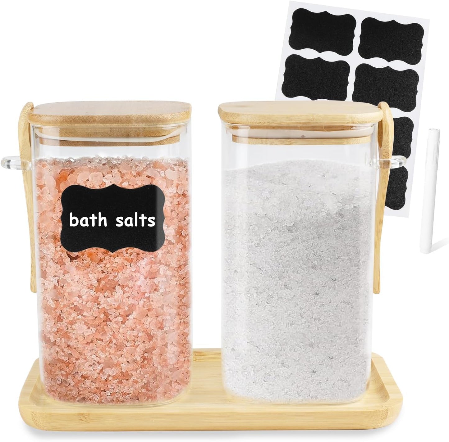 Tarros sal baño vidrio 40oz con cuchara tapa hermética