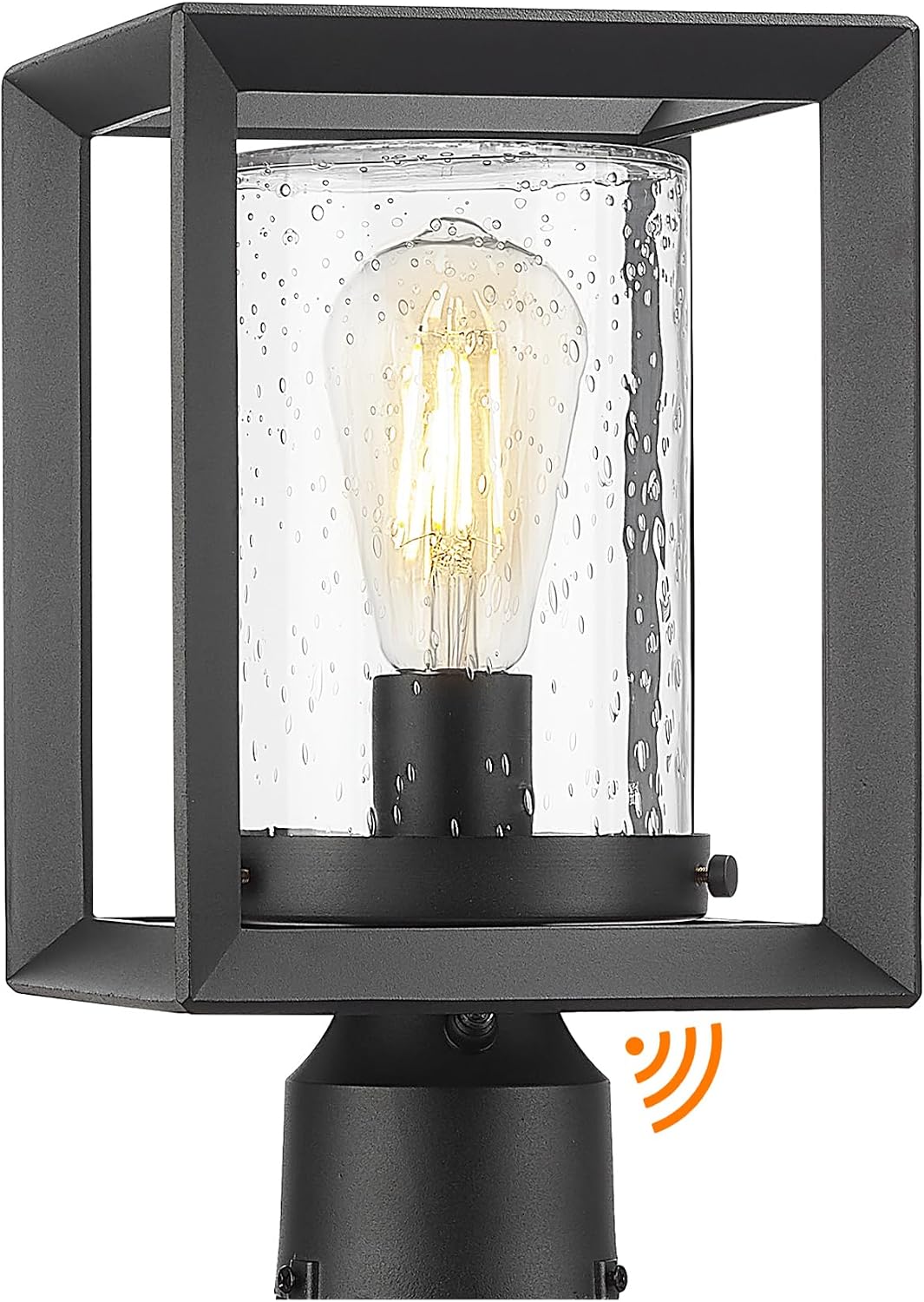 Farol poste 12" sensor fotocélula acabado negro