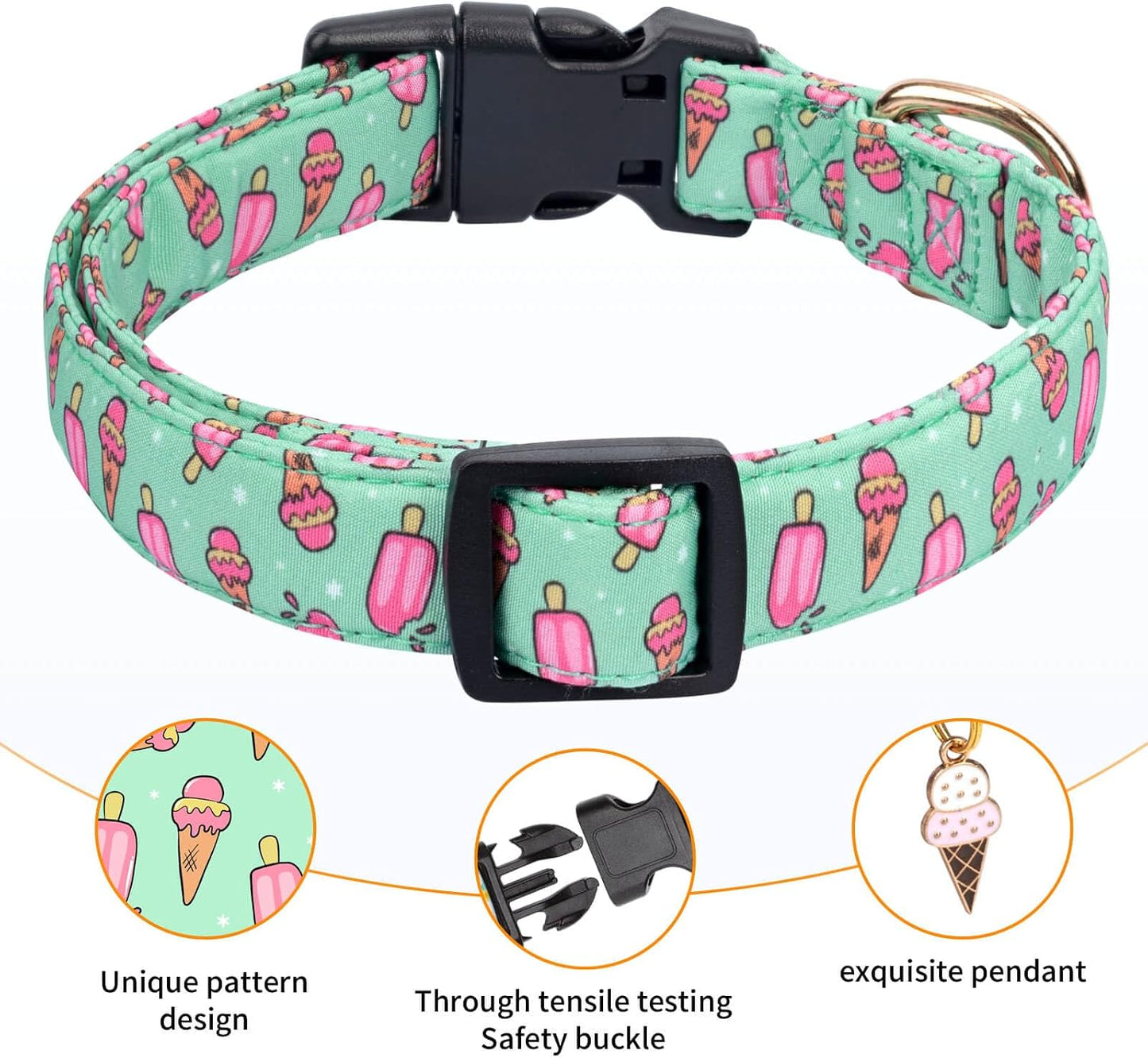 Collar algodón perro ajustable diseño luna hebilla seguridad