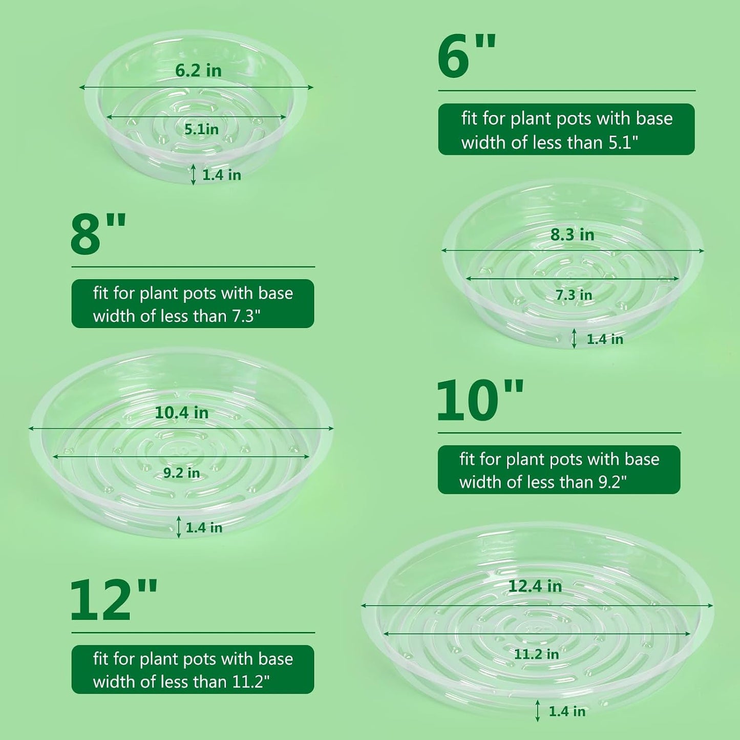Set 20 Platillos Plástico 6pulg Transparentes