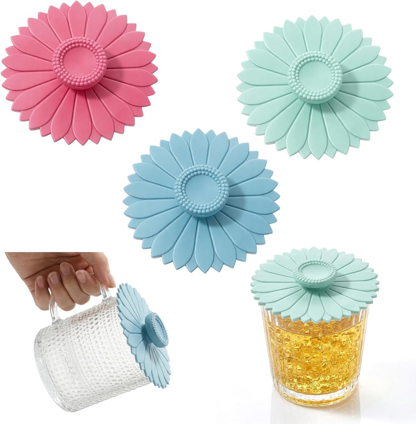 3 Fundas Girasol para Tazas con Tapas Silicona Reutilizables