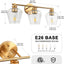 Lámpara baño 3 luces doradas cubiertas copa vino moderna
