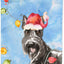 Bandera jardín con luces Navidad terrier escocés multicolor