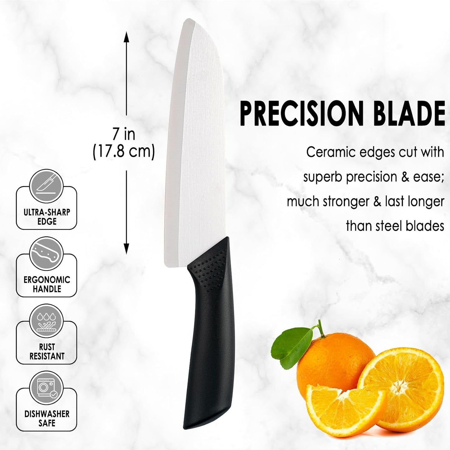 Cuchillo Santoku cerámica 7pulg con tapa caja regalo