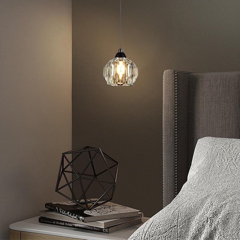 Candelabro cristal lámpara colgante 1 luz negro cocina baño