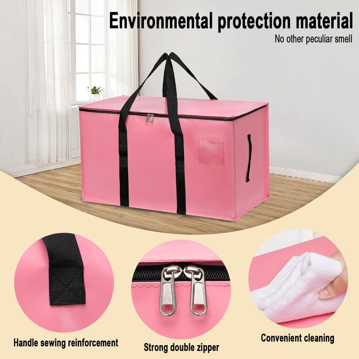 6 Pzas Bolsas Mudanza con Cremallera Asa Rosa