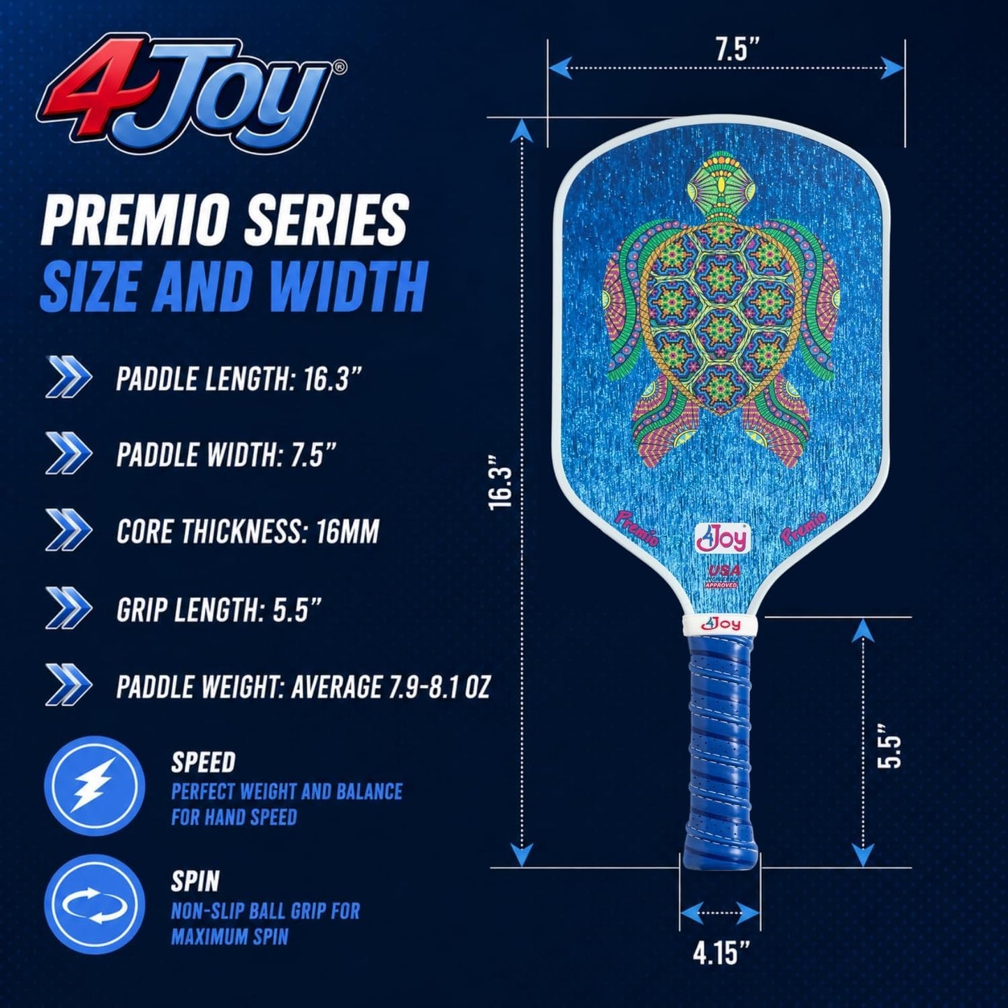 Pala Pickleball Serie Amp4 T700 Fibra Carbono Núcleo