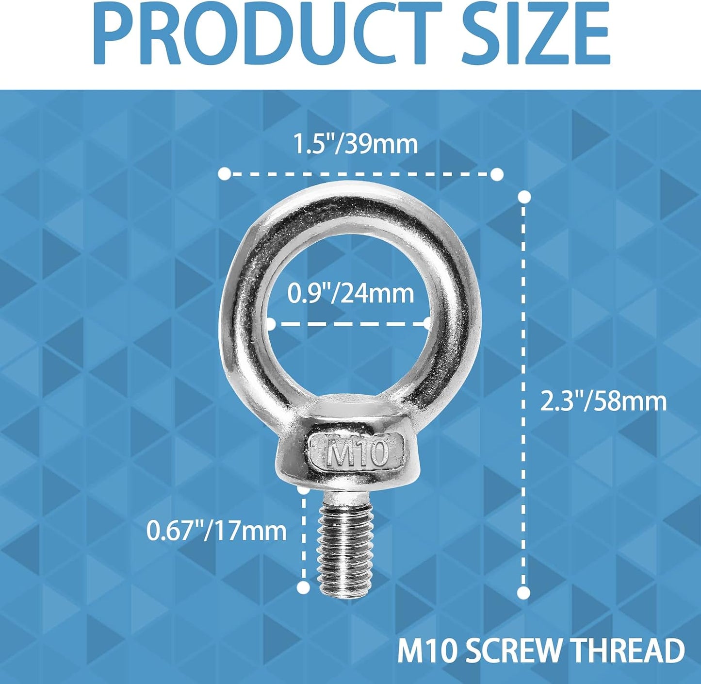 Perno de ojo M10 acero inox resistente