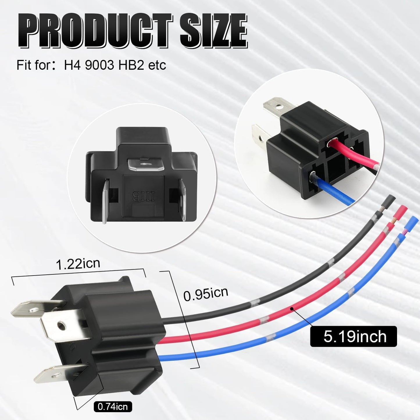 Adaptador nylon H4 9003 HB2 para faros y luces antiniebla