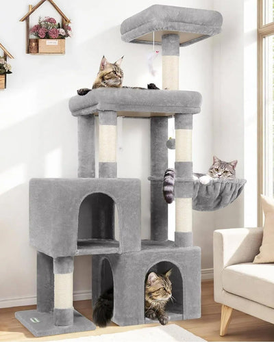 Torre árbol gatos 52pulg felpa 5 postes sisal 2 perchas