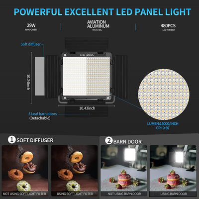 2 Kits Luz LED Video CRI97 Control APP Bicolor 2300K~6800K