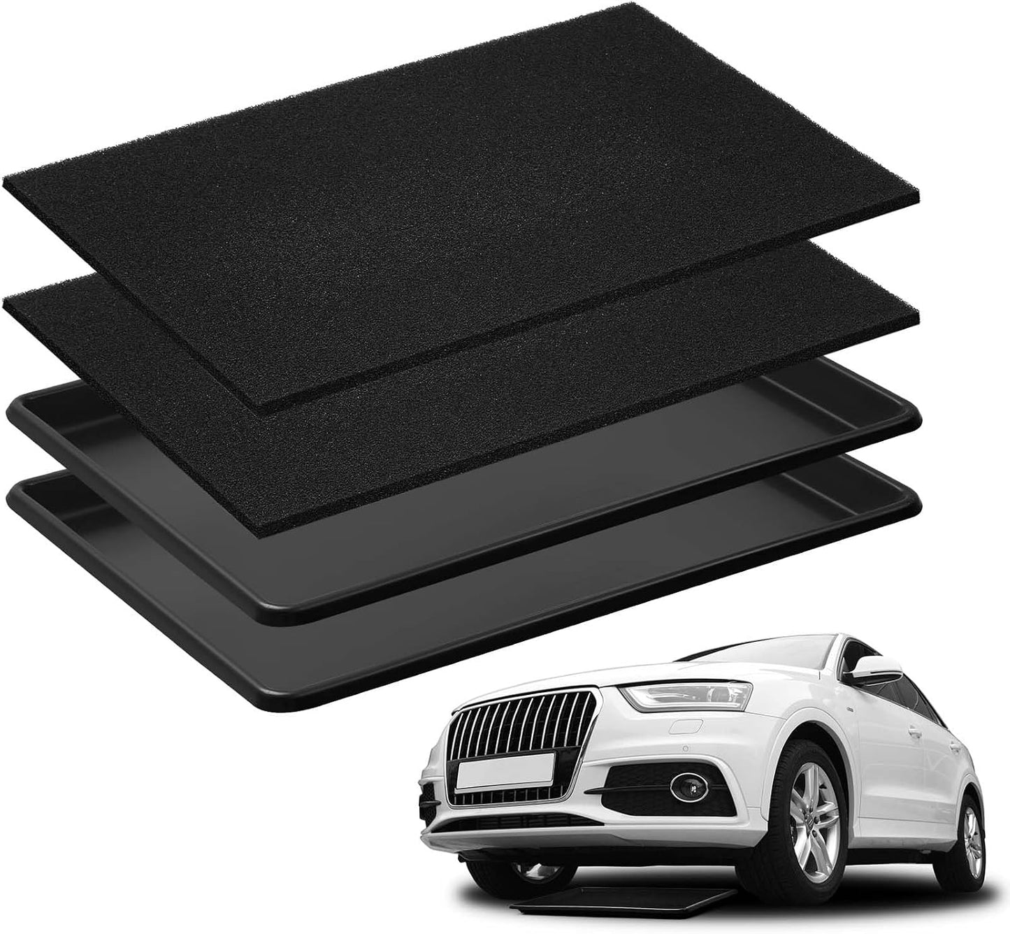 2 Set Bandeja Goteo Aceite 27x20" Alfombrilla Transmisión