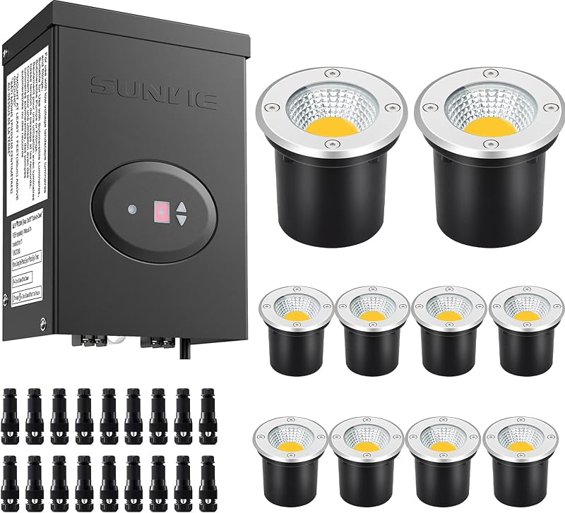 10 Luces LED Impermeables 12W con Transformador para Pozo