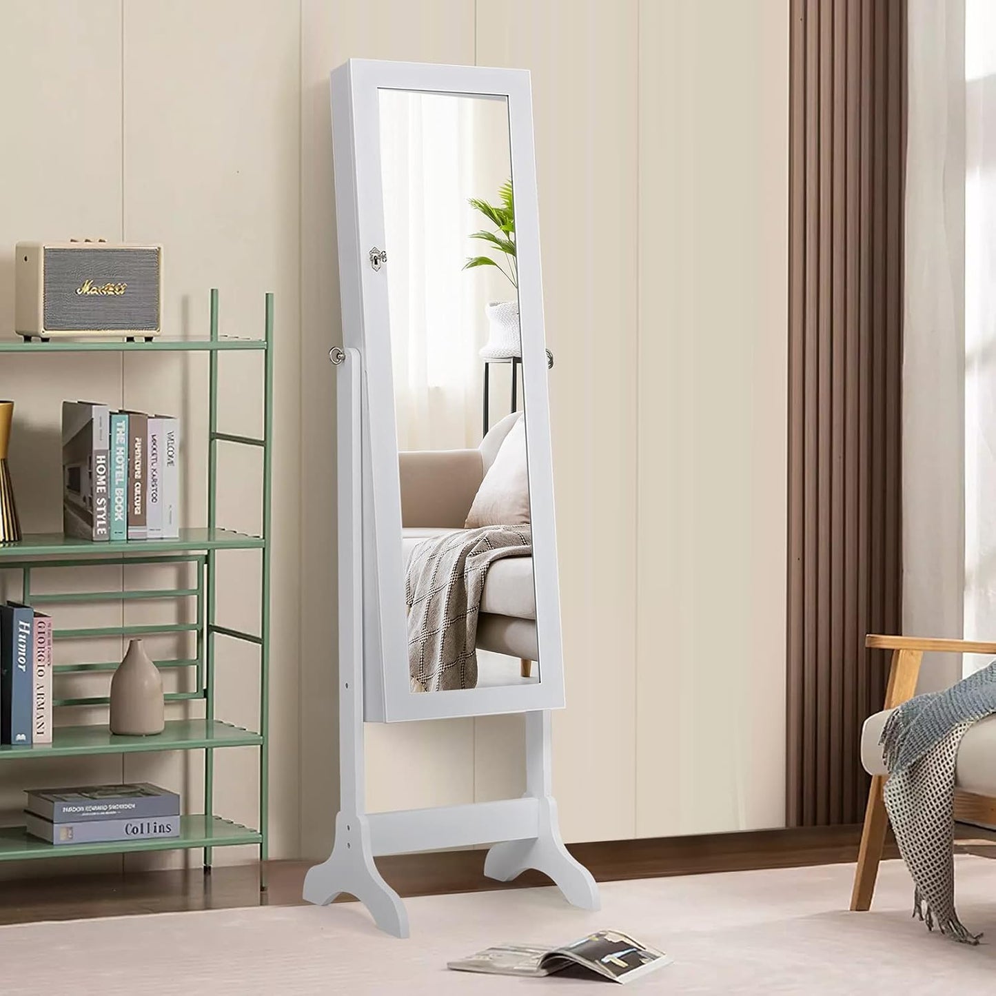 Armario joyas inclinable 4 ángulos con espejo y cerradura