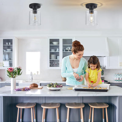 Lámparas techo negras pasillo cocina 1 luz set 2