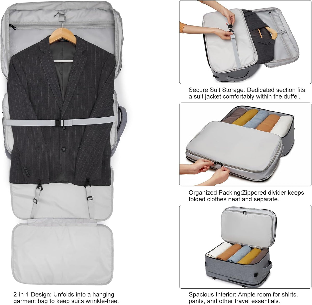 Bolsa ropa viaje 2en1 colgante para traje hombre mujer