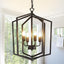 Candelabro negro 18" lámpara comedor 4 luces farol rústico