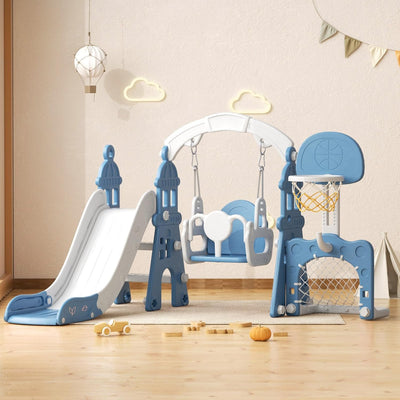 Set tobogán y columpio 5en1 para niños 1-3 años azul