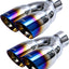 2 Puntas Tubo Escape 2.5x3.5x9.5" Azul Quemada