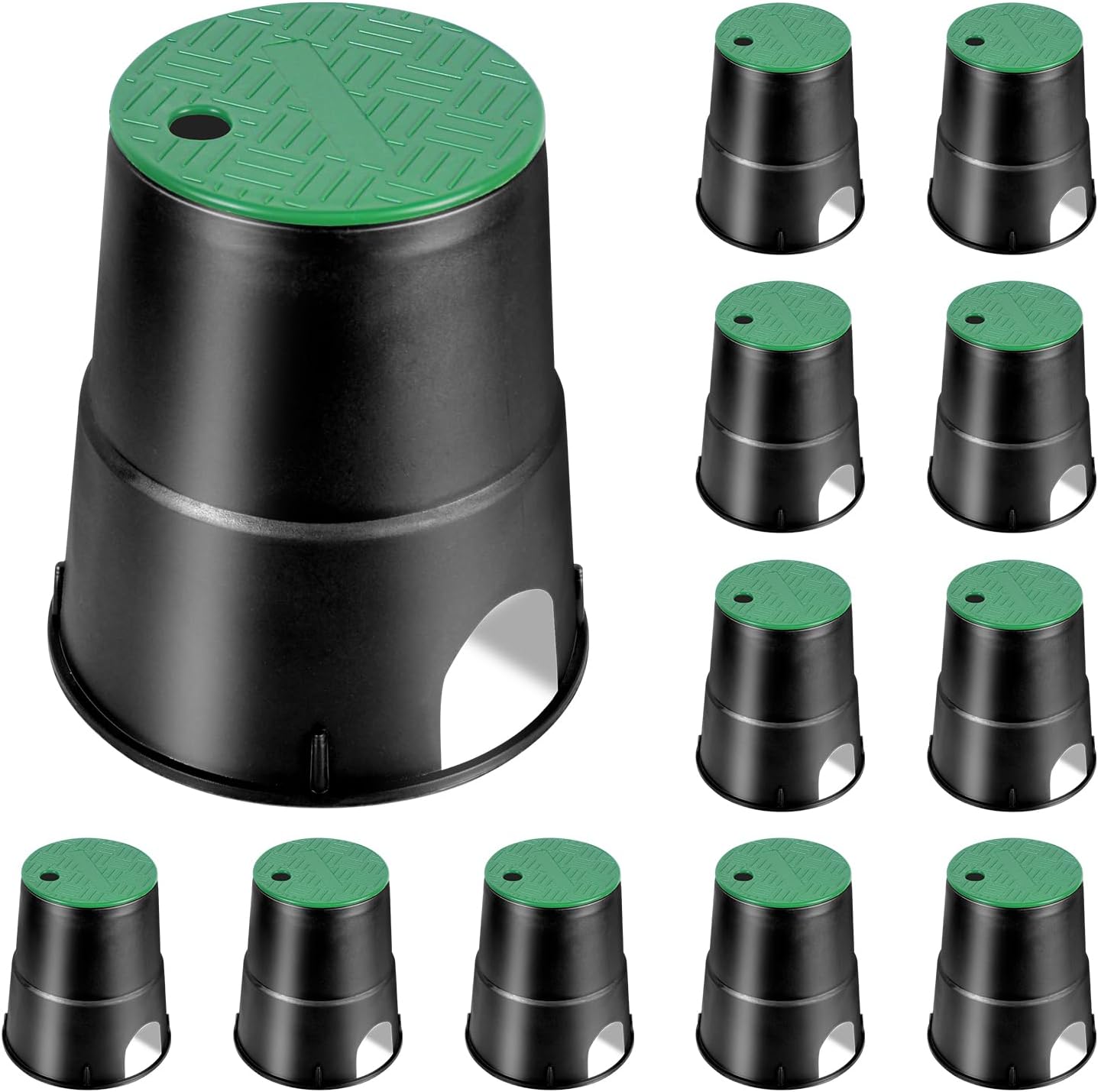 Set 12 Cajas Válvula Riego 6pulg Antiderrap Redondas Jardín