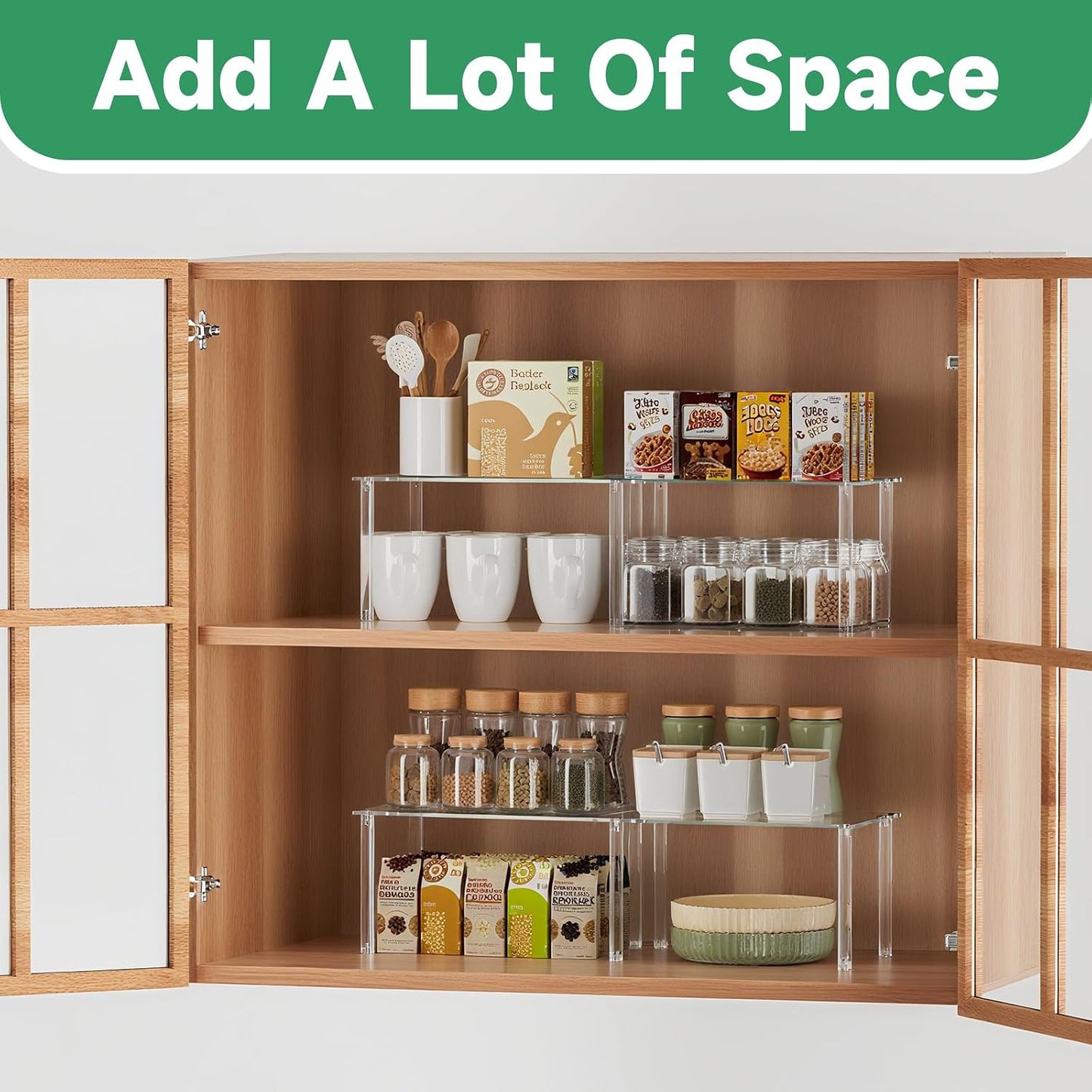 Organiz. acrílico transparente apilable para baño cocina