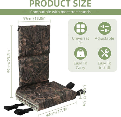 Soporte asiento caza ajustable con cojín plegable y correas
