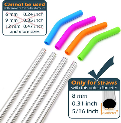 Juego 8 Boquillas Paja Silicón Alimenticio 5/16pulg
