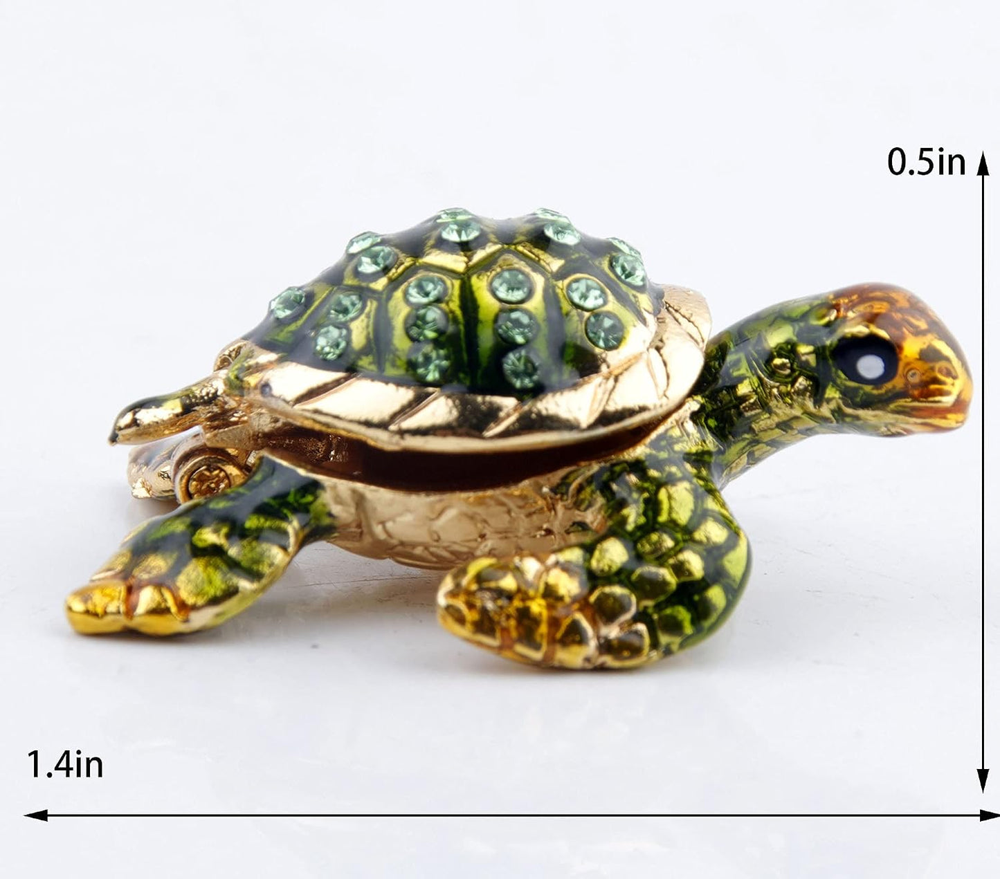 Caja mini joyería bisagras figurilla tortuga