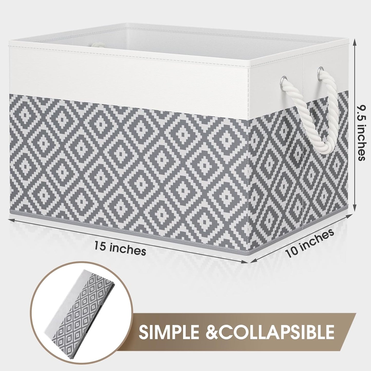 6 Cajas Almacenamiento Cesta Plegable Gris Rómbico