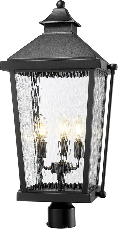 Luces poste exterior 26pulg 3 lámparas impermeables negro