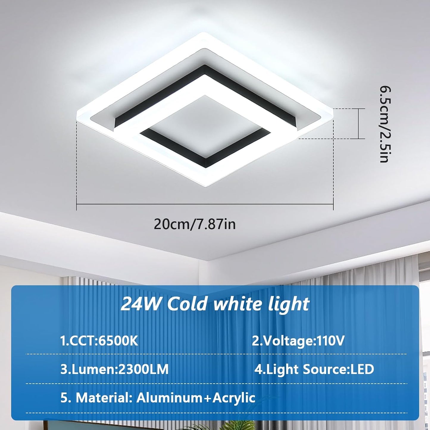 2 Lámparas LED Techo Empotrado 24W Blanca Fría 6500K