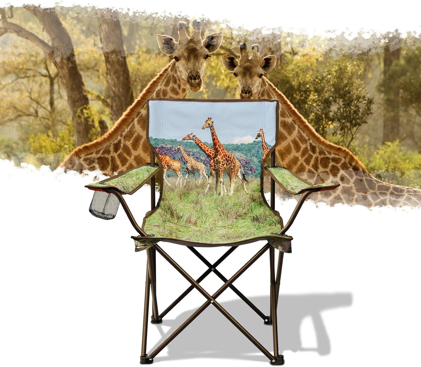 Silla camping ligera plegable con soporte tazas y bolsillo