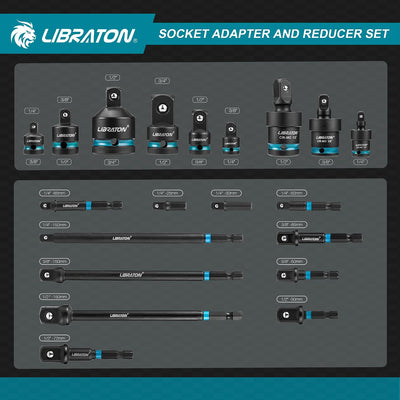 Set 20 adaptadores enchufe Cr-V con espuma XPE
