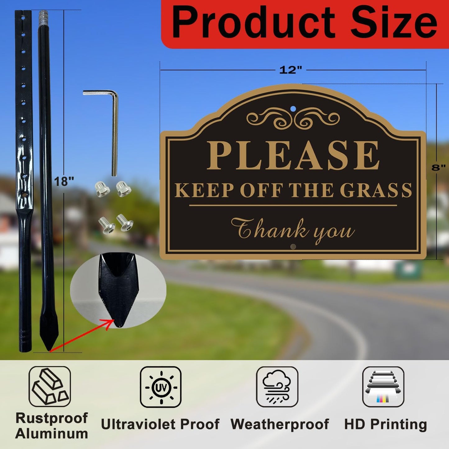 2 Letreros Aluminio 8x12pulg Estacas 36pulg Negro Dorado
