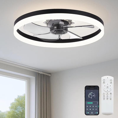 Ventilador techo 20pulg luz led 6 velocidades motor cc