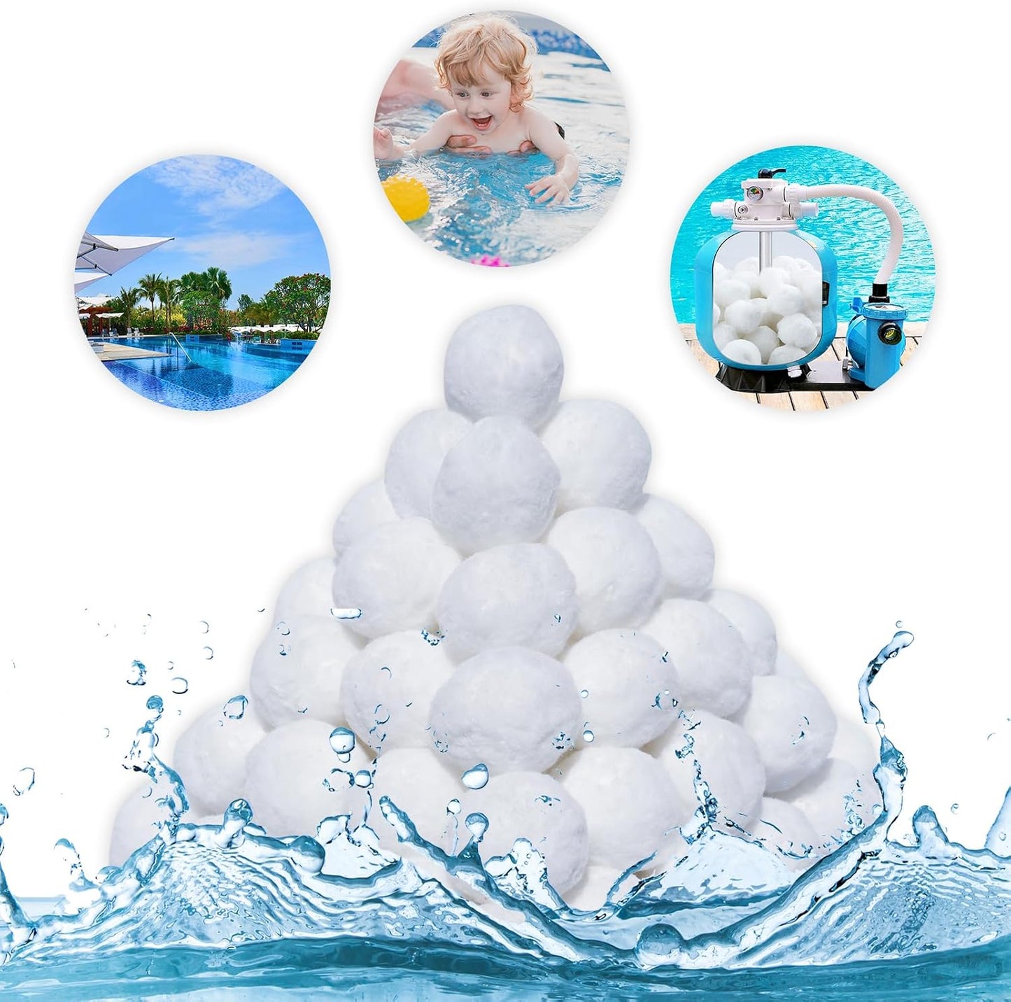 Bolas filtro piscina ecológicas reutilizables 1.54lb