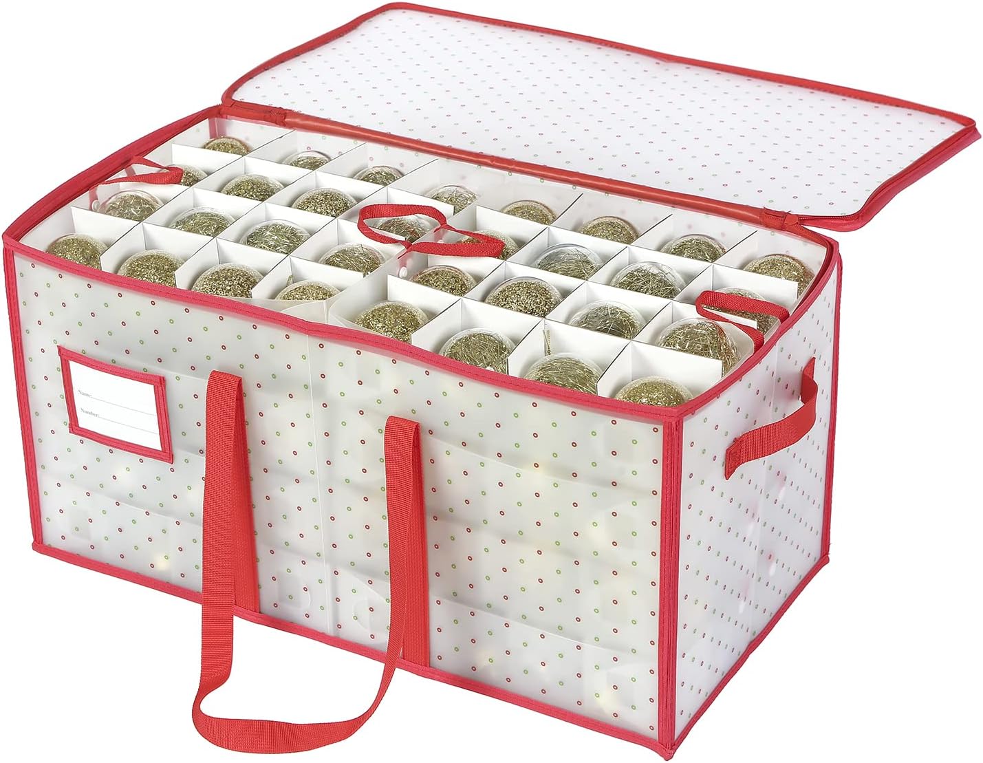 Caja plástico almacenamiento adornos Navidad con bandejas