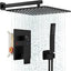 Set grifo ducha lluvia cabezal cuadrado 16" negro