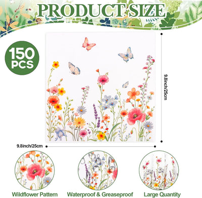 Papel de cera con diseños de flores y mariposas 9.8 x 9.8 pulgadas