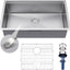 Fregadero cocina acero inox 30x19" resistente arañazos