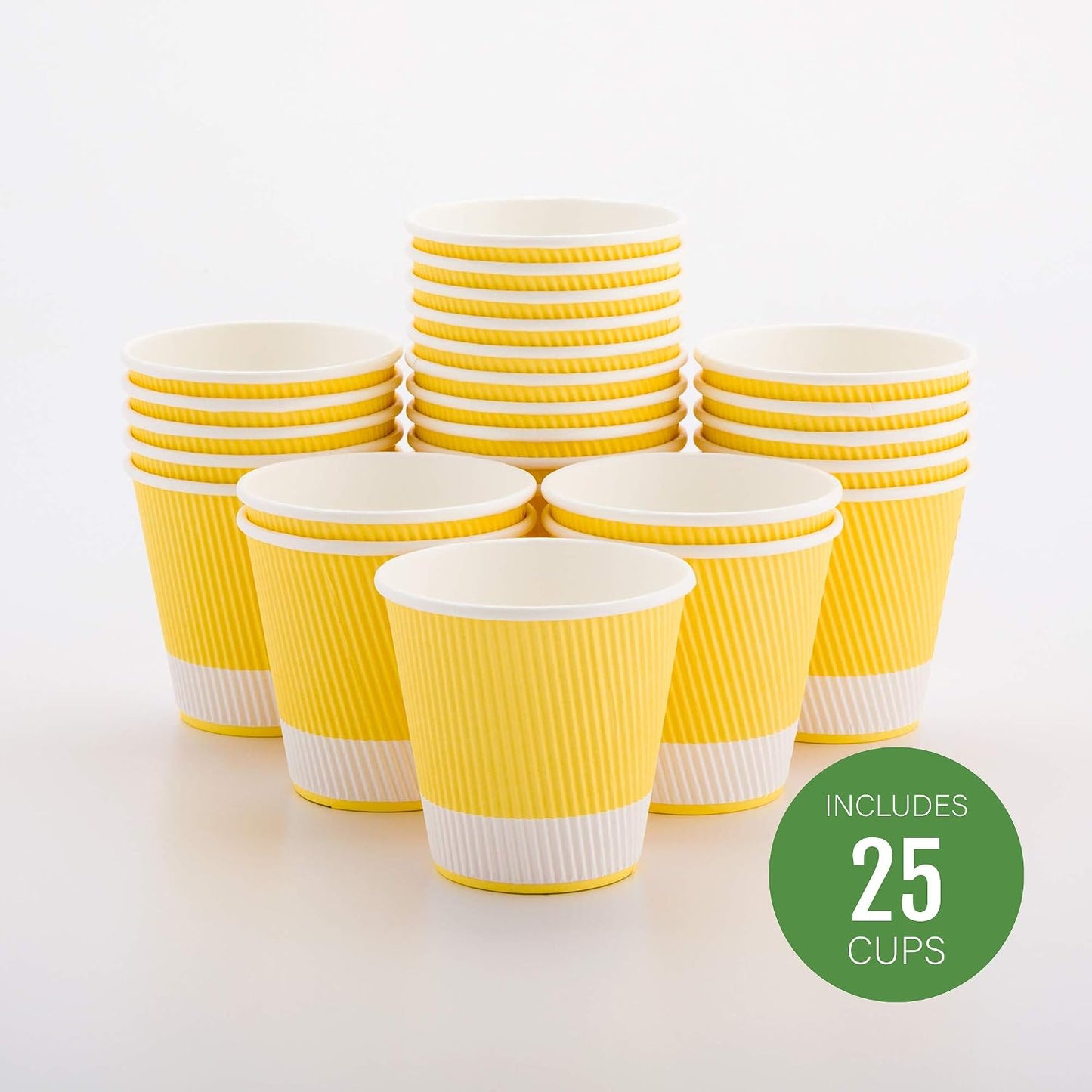 Tazas café papel aislado 12oz 25uds tapas amarillo