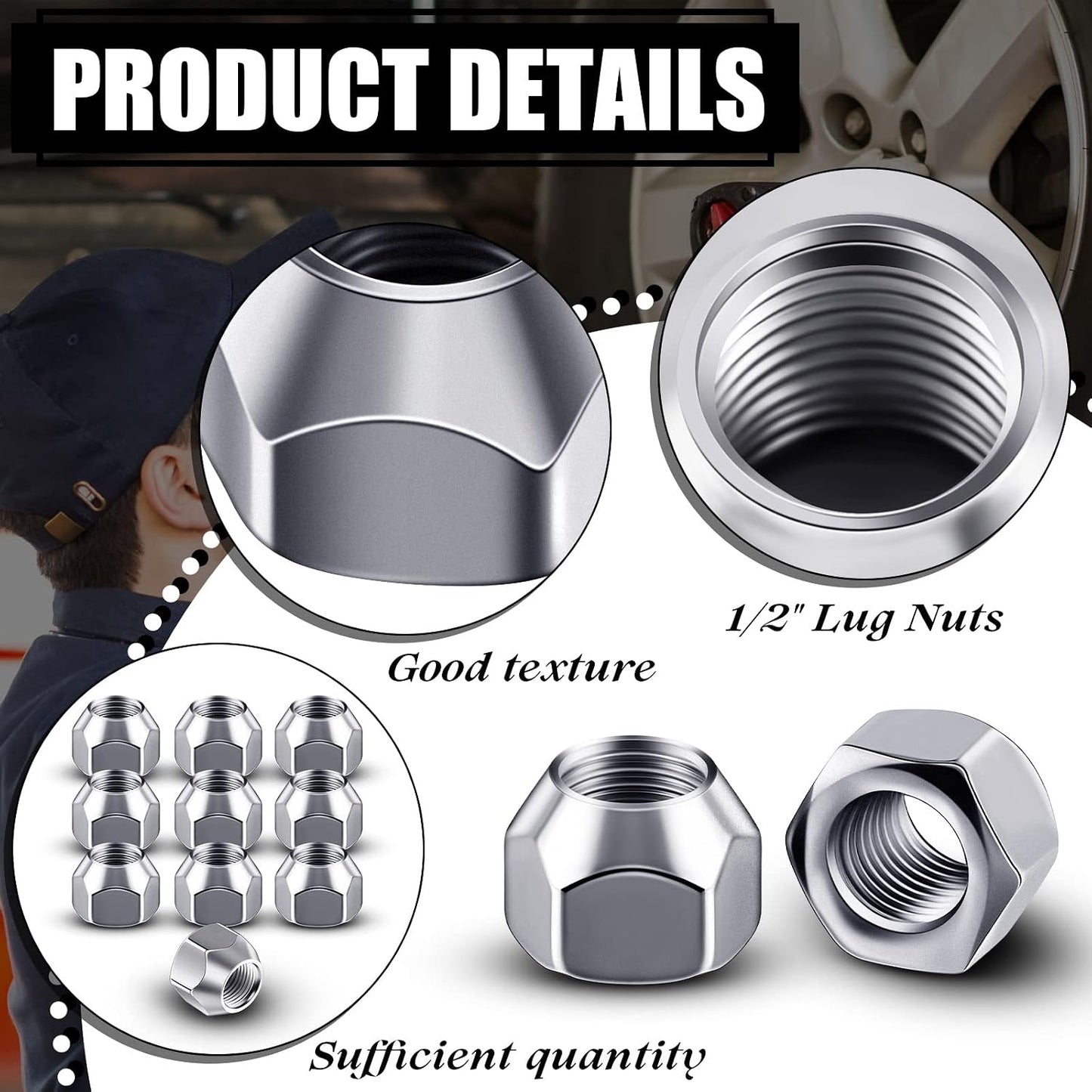 Tuercas orejeta remolque 1/2-20" plateadas 80 pzas